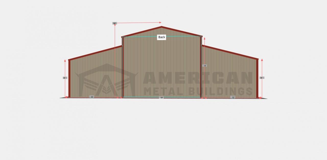 42x31' Raised Center Metal Barn