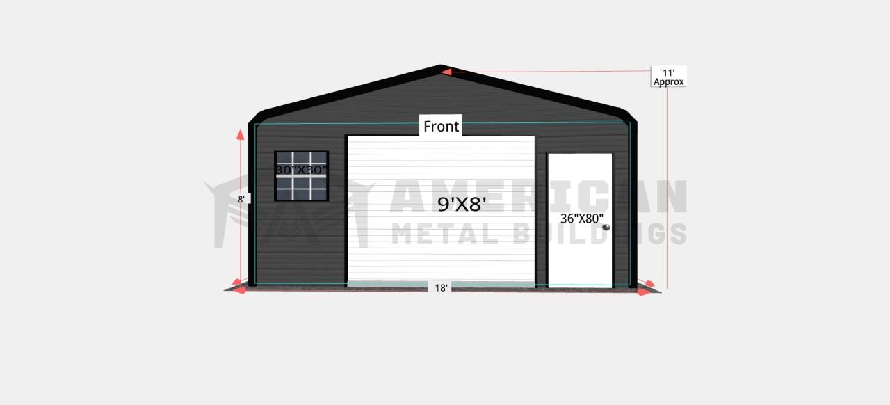 18x20 Regular Roof Metal Garage