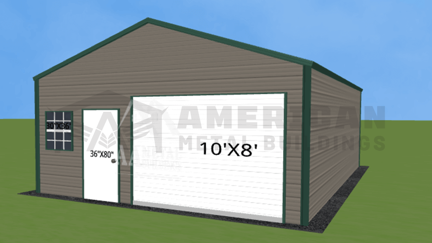 22x30 Vertical Roof Metal Garage