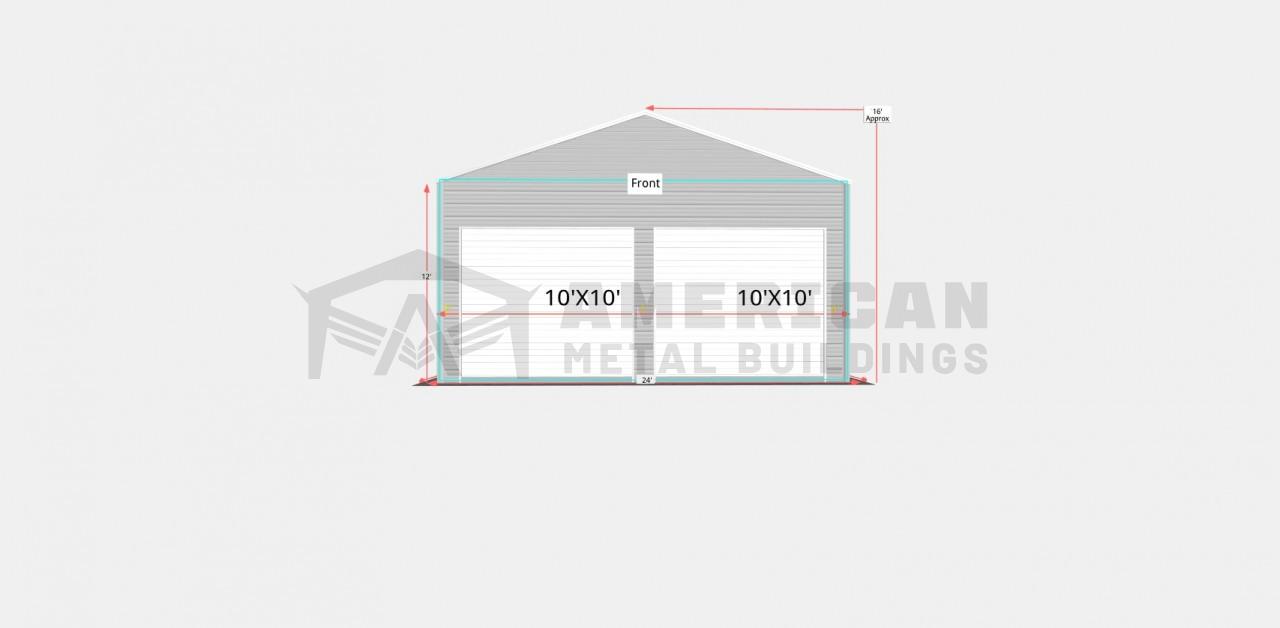24x30 Vertical Roof Two Car Garage