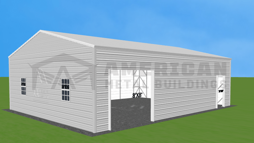 24x35 Vertical Roof Steel Garage