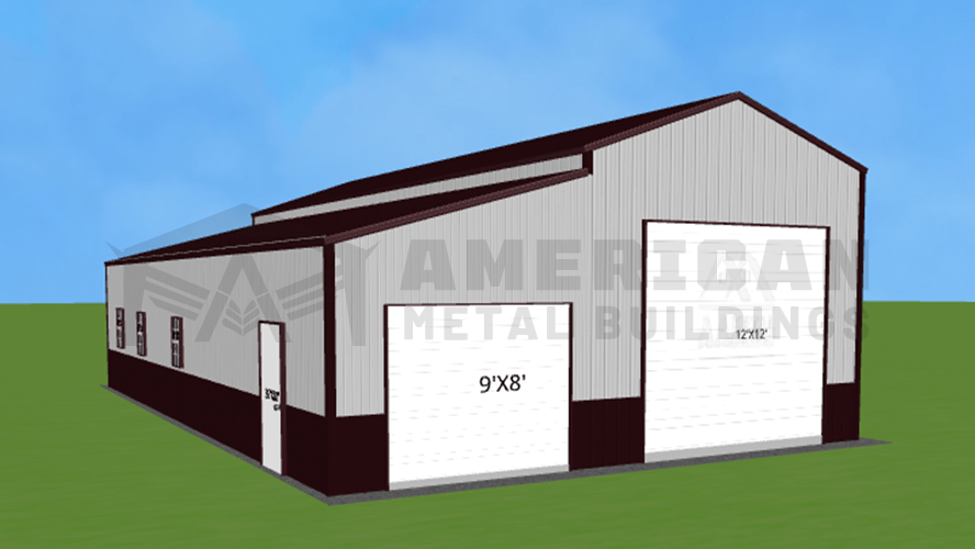 28x50 Steel Garage with Lean-to