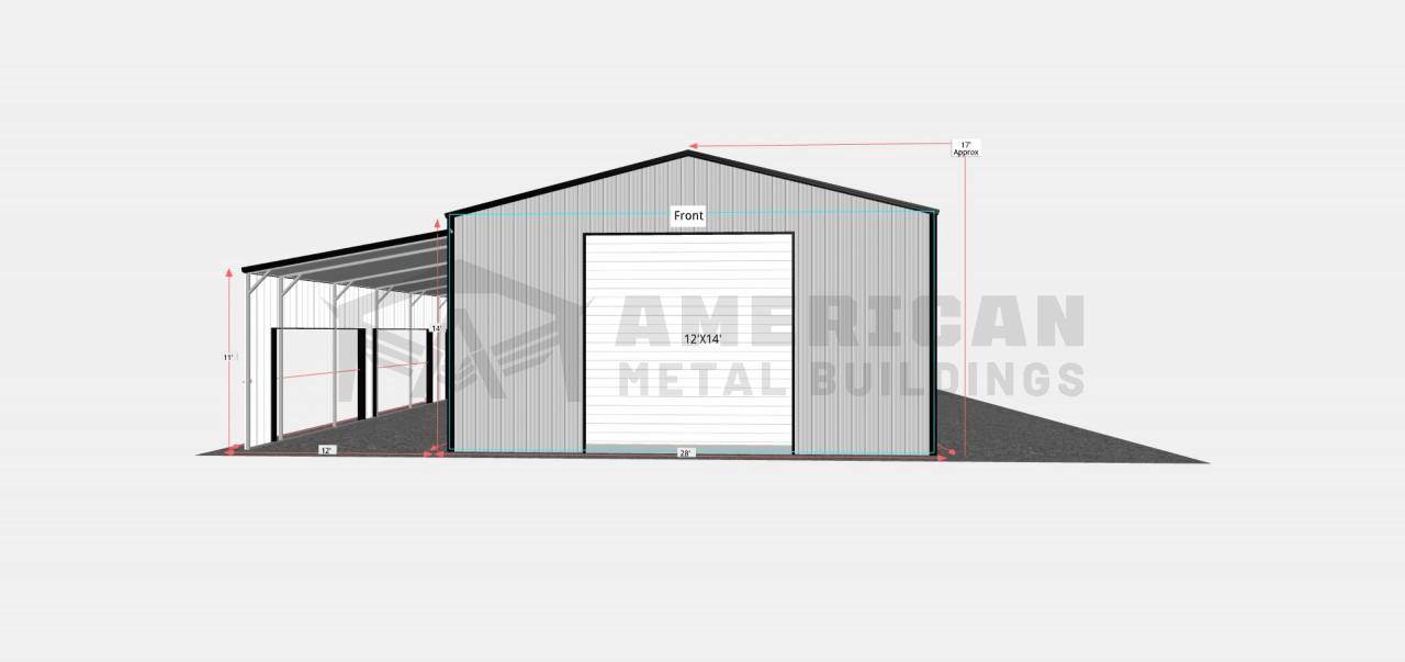 40x45 Metal Garage with Lean-to