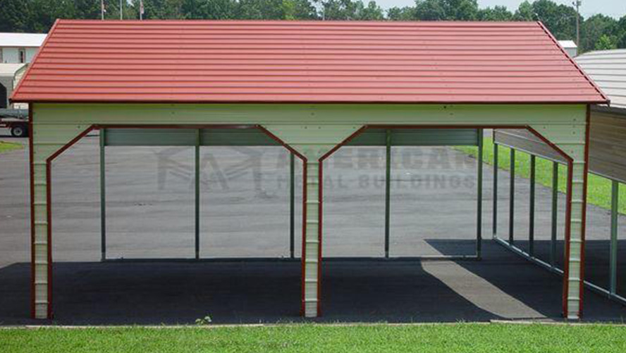 24x20x10 Boxed Eave 2 Car Carport
