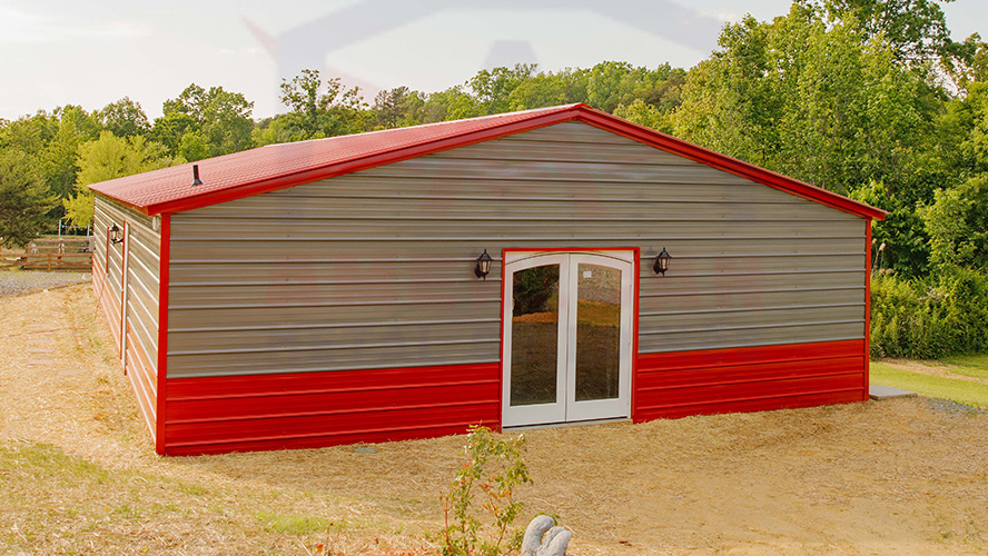 30x61x8 Vertical Red Roof Clay Garage