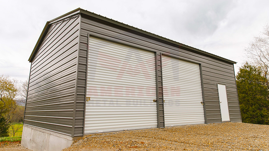 24x36x12 Vertical White Roof Gray Garage 24x36x12 Vertical White Roof Gray Garage